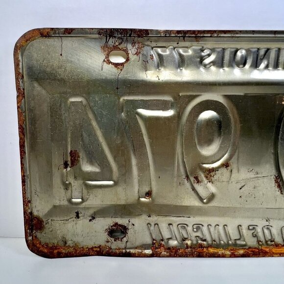 Vintage 1977 Illinois Automobile License Plate 579 974 - Cream‎ Green - Picture 5 of 7